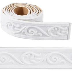 88 x 2 inch Crown Molding Peel and Stick 3D Flexible Foam Wall Trim White Self Adhesive Wallpaper Border Sticky making kit