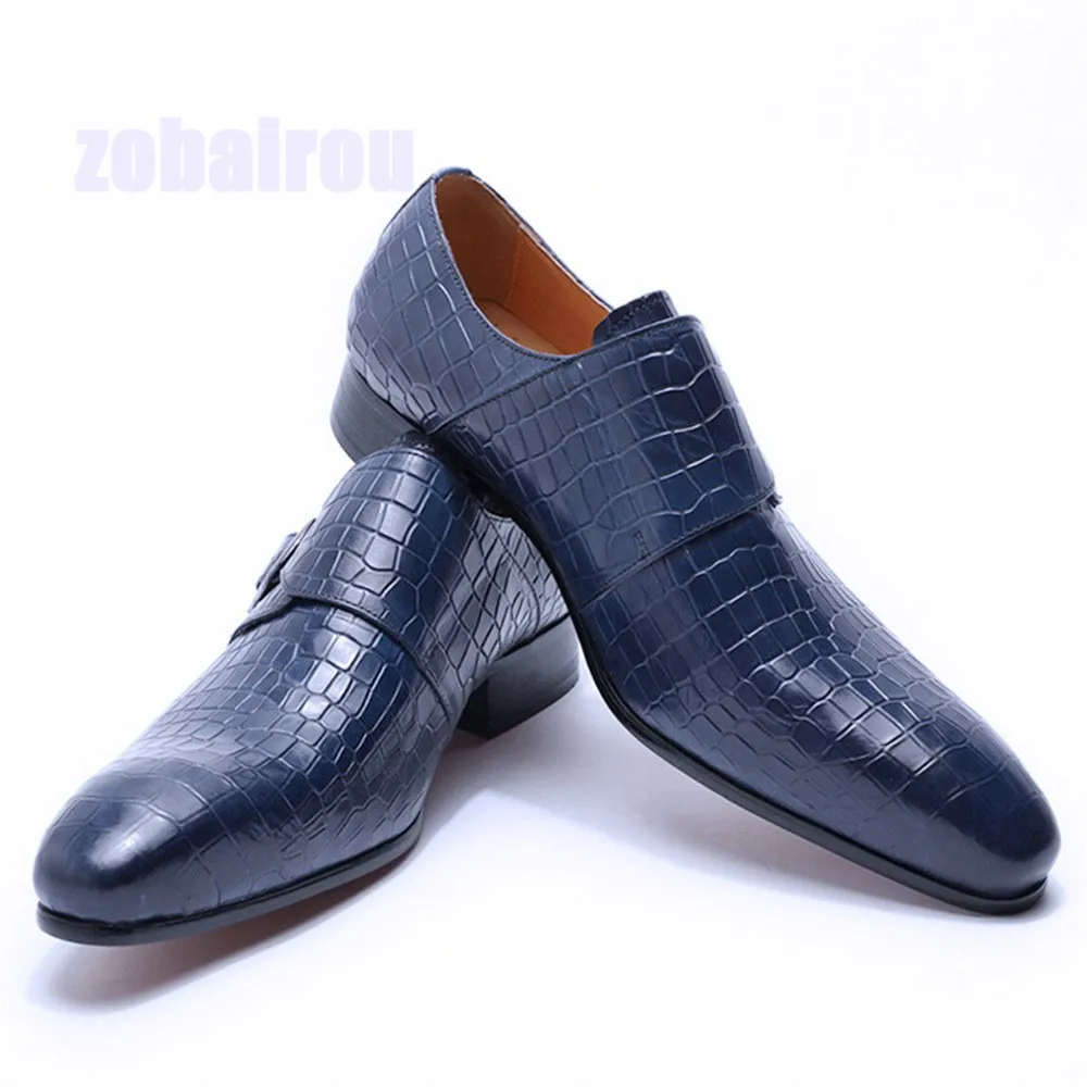 Buckle Genuine Leather Monk Strap Shoes Fashion Trend Formal Dress Wedding Banquet Business Casual Men's Shoes Large Size 38-47