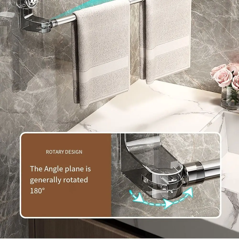 Suction Cup Retractable Towel Bar Non-punching Rotated Single Towel Rail Rod Removeable Drain Transparent Shoe Rack Kitchen