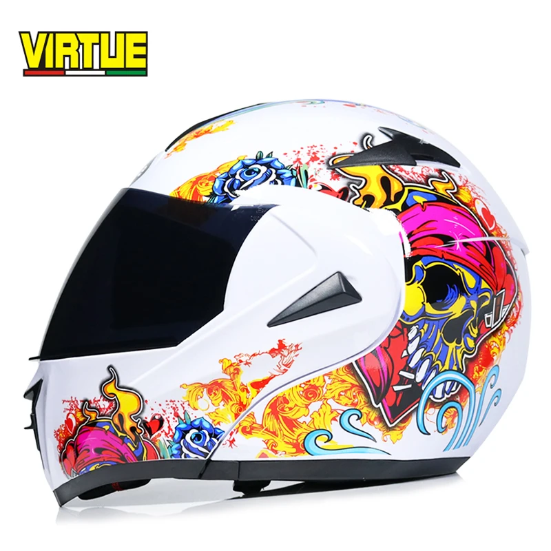 motorcycle helmet Double lens Barefaced helmet DOT certification Chin can be opened