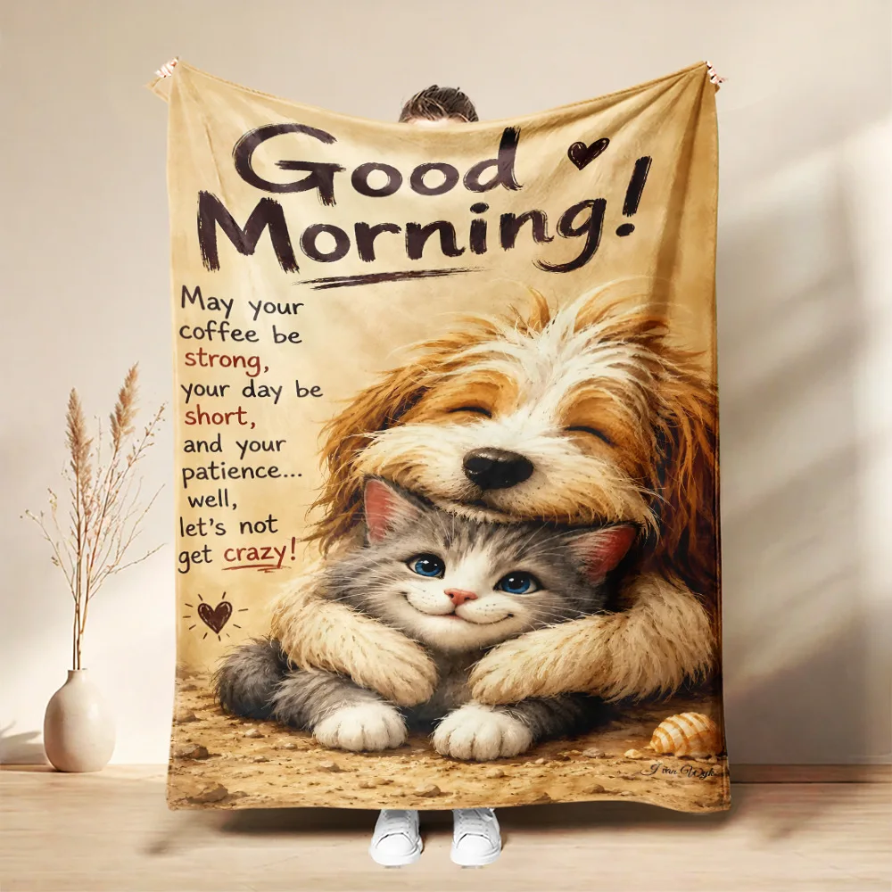 Lovely Animals Flannel Blanket Chickens Cat dog Soft Throw Blanket for Home Bedroom Sofa Travel Office Blanket Gift for Sis Bro