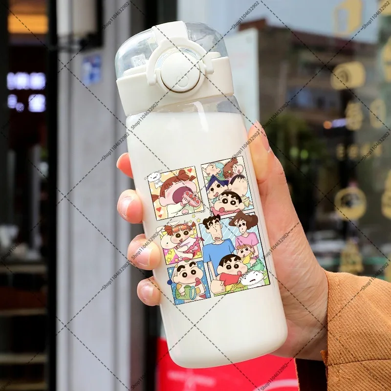 Crayon Shin-chan 400ml Water Bottle with Straw Cartoon Anime Pattern Printed Cup Unisex Outdoor Portable Sports Bottles Gifts