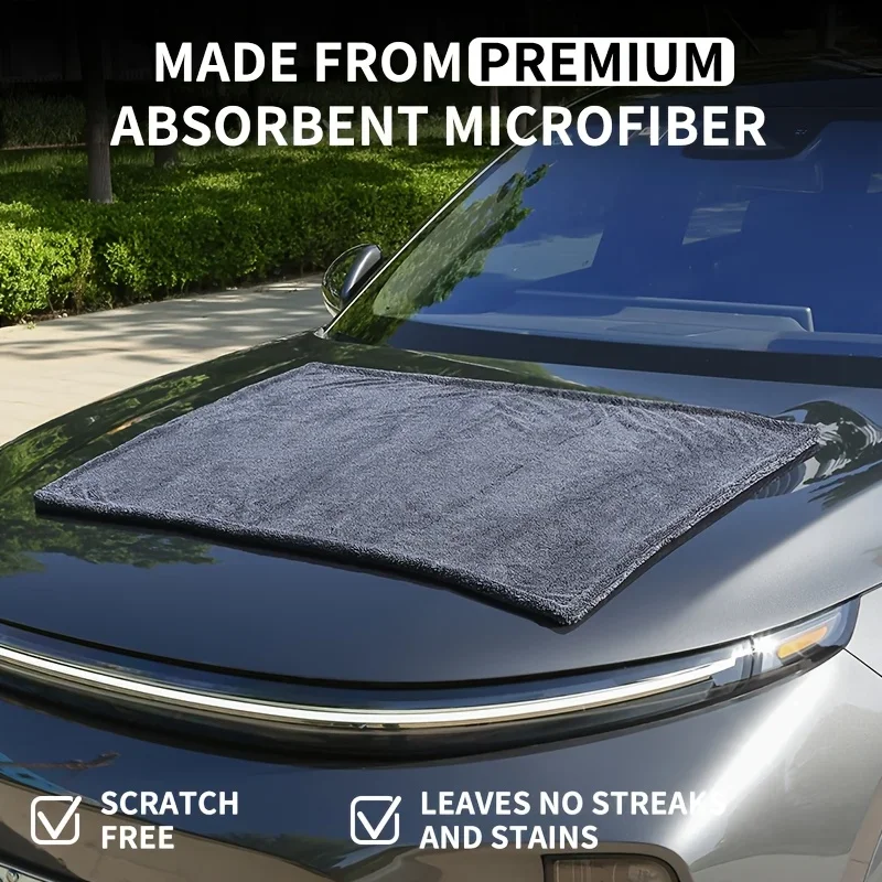 Microfiber Car Drying Towel - Large Double-Sided Twisted Loop Cloth, Ultra Absorbent, Quick Dry, Streak-Free