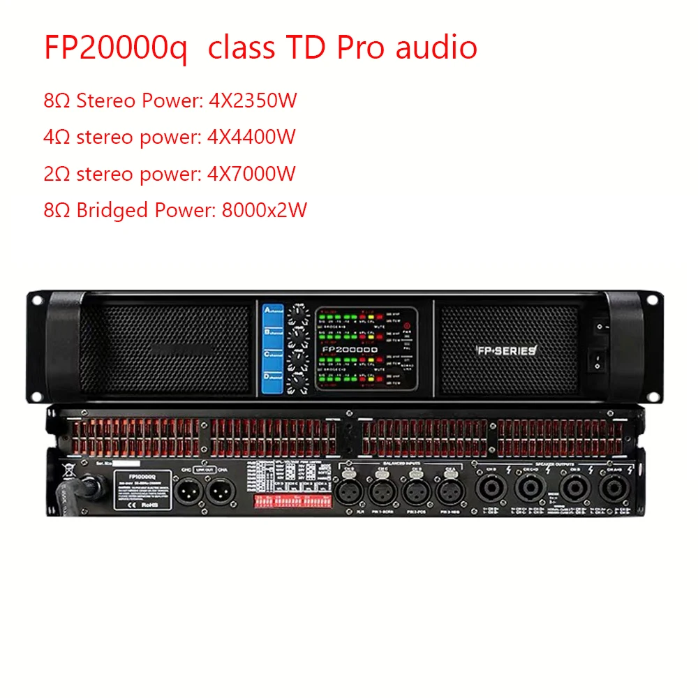 FP20000q Class Td Professional Audio Power Amplifier 20000W Sound Equipment 8ohm 4ohm Metal Pro Audio Speaker