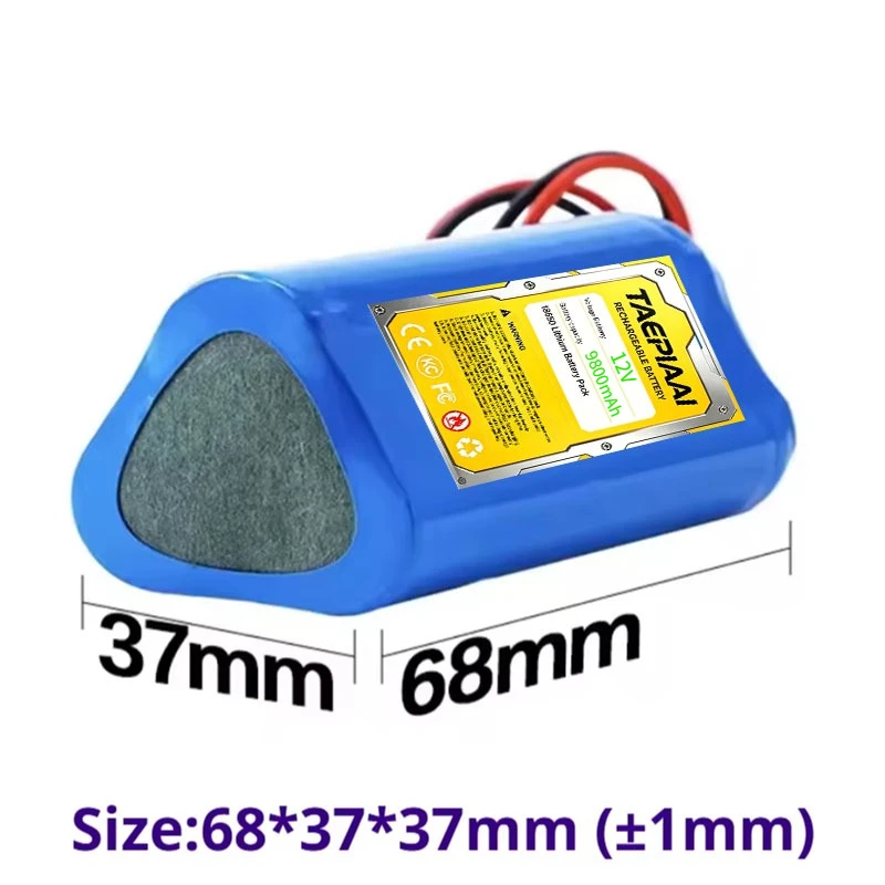 12V 9800mAh 3S1P 18650 Lithium-Ion Battery Pack 12.6V Rechargeable Battery with 1A Charger for LED Light and CCTV Cameras