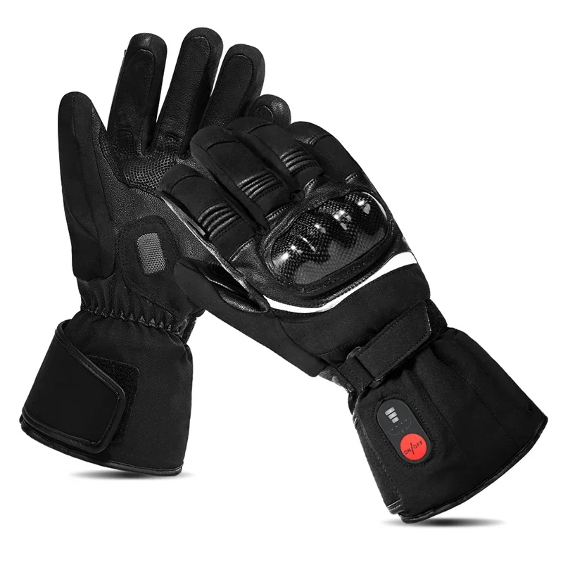 Guantes de calefacción eléctrica de cinco dedos para invierno, guantes de carreras de motocicletas alimentados por batería, pantalla táctil