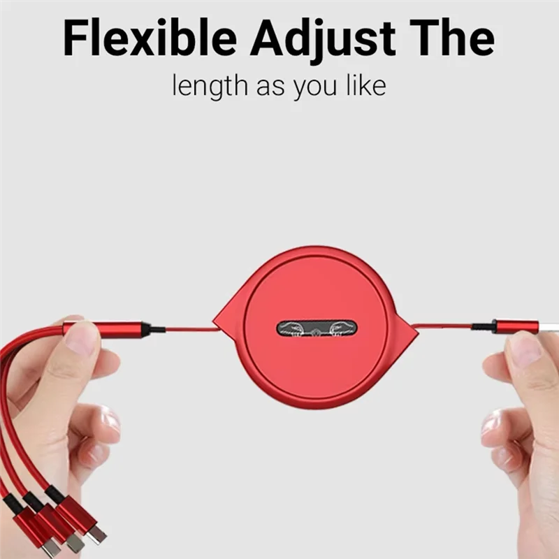 A25P Retractable Fast Charging For Android TYPE-C  Xiaomi  Braided Three-In-One Mobile Phone Data Cable