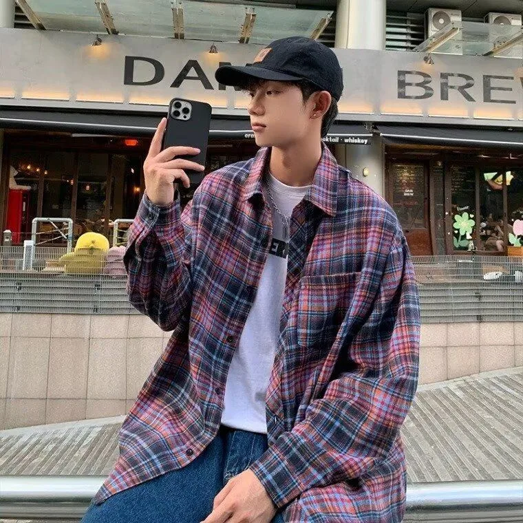 

Мужская тонкая демисезонная куртка Long Sve 2025: Новинка, приталенный крой, ретро-плед, воротник-стойка, повседневная, молодежная, из полиэфирного волокна