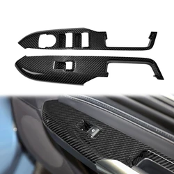 Real Carbon Car Door Handle Armrest Panel Window Lift Switch Button Decoration Frame Cover For Ford Mustang Convertible 2024+