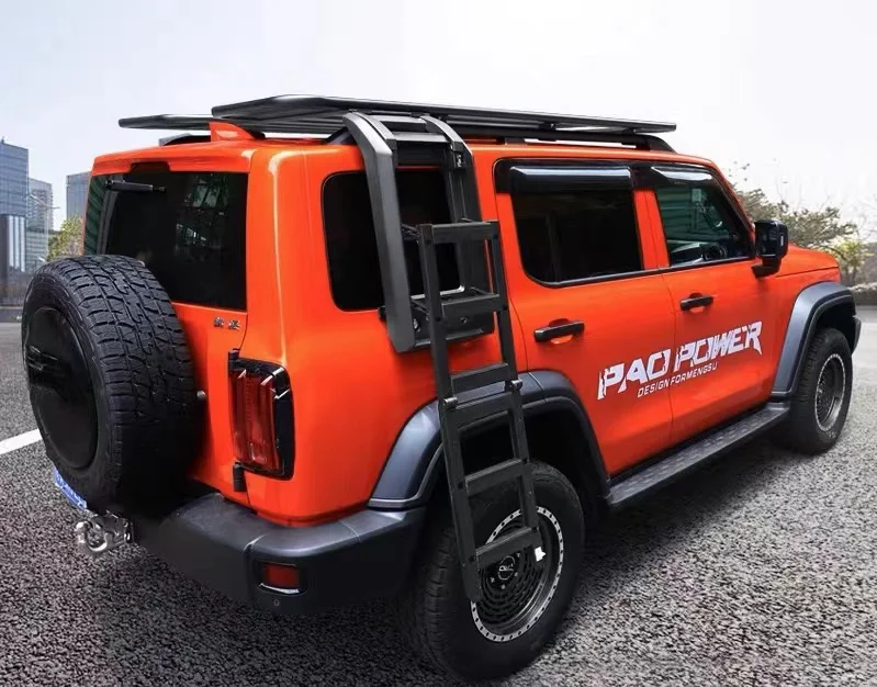 New Tank 300 Roof Luggage Rack Expansion Platform Luggage Frame Aluminum Alloy Ladder Schoolbag Modification Black Easy Install