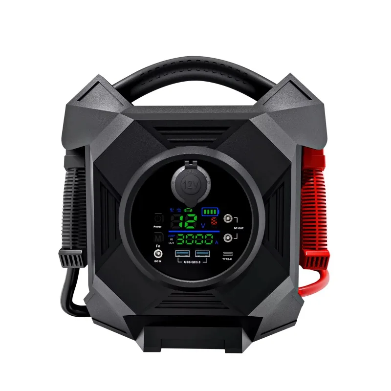 Portable Multifunctional Smart Car Jump Starter with 30000A peak Current Battery Booster Pack 12v 24v for Heavy Duty Semi Truck