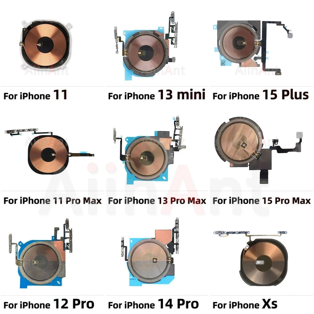 AiinAnt Power Volume Flash Light NFC Wireless Charging Flex Cable For iPhone 12 13 14 15 Pro Max Mini Plus