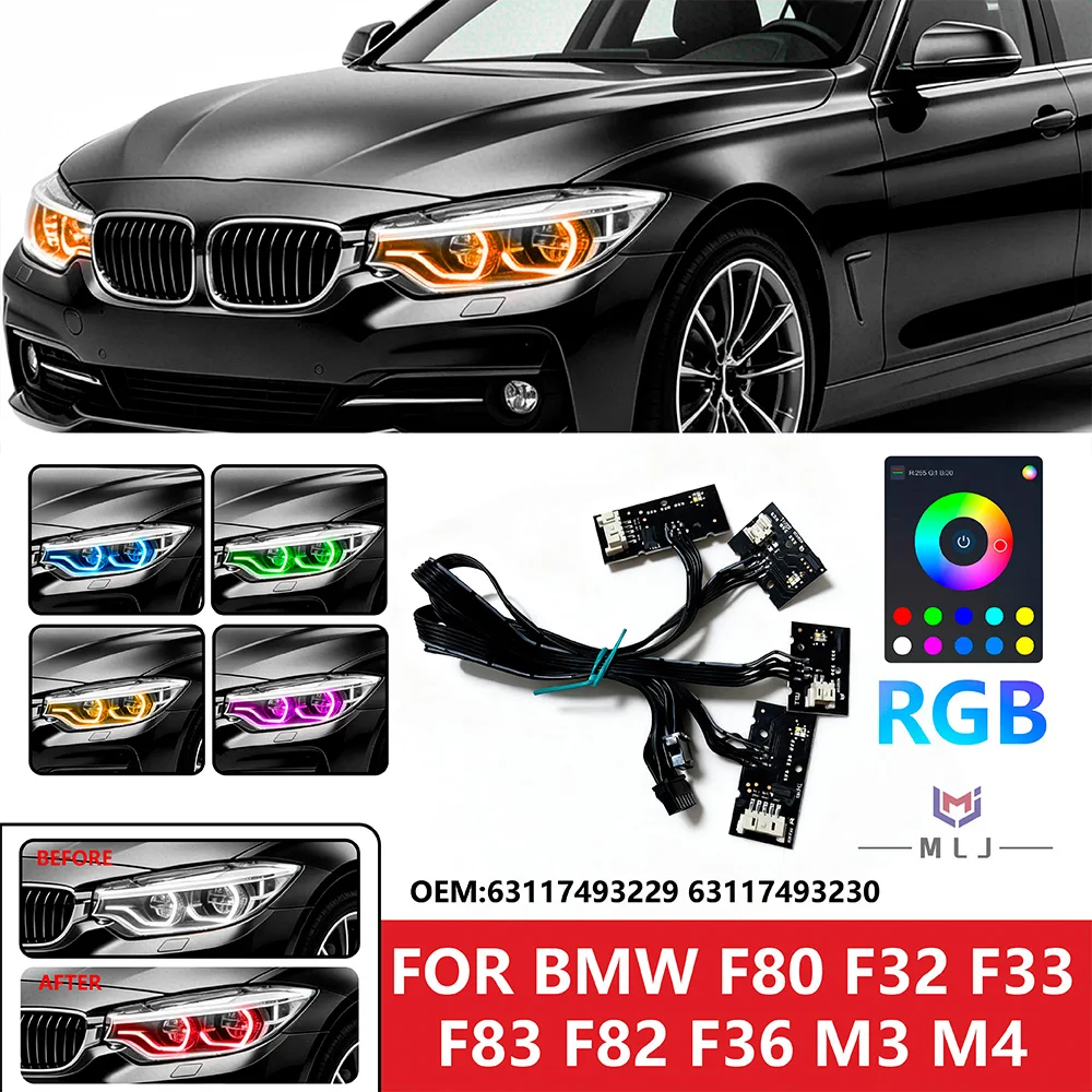For BMW F32 F33 F36 F82 F83 M3 M4 RGB 64 Colors Headlight Internal Wiring Harness Plug OEM 63117493229 63117493230 Accessories