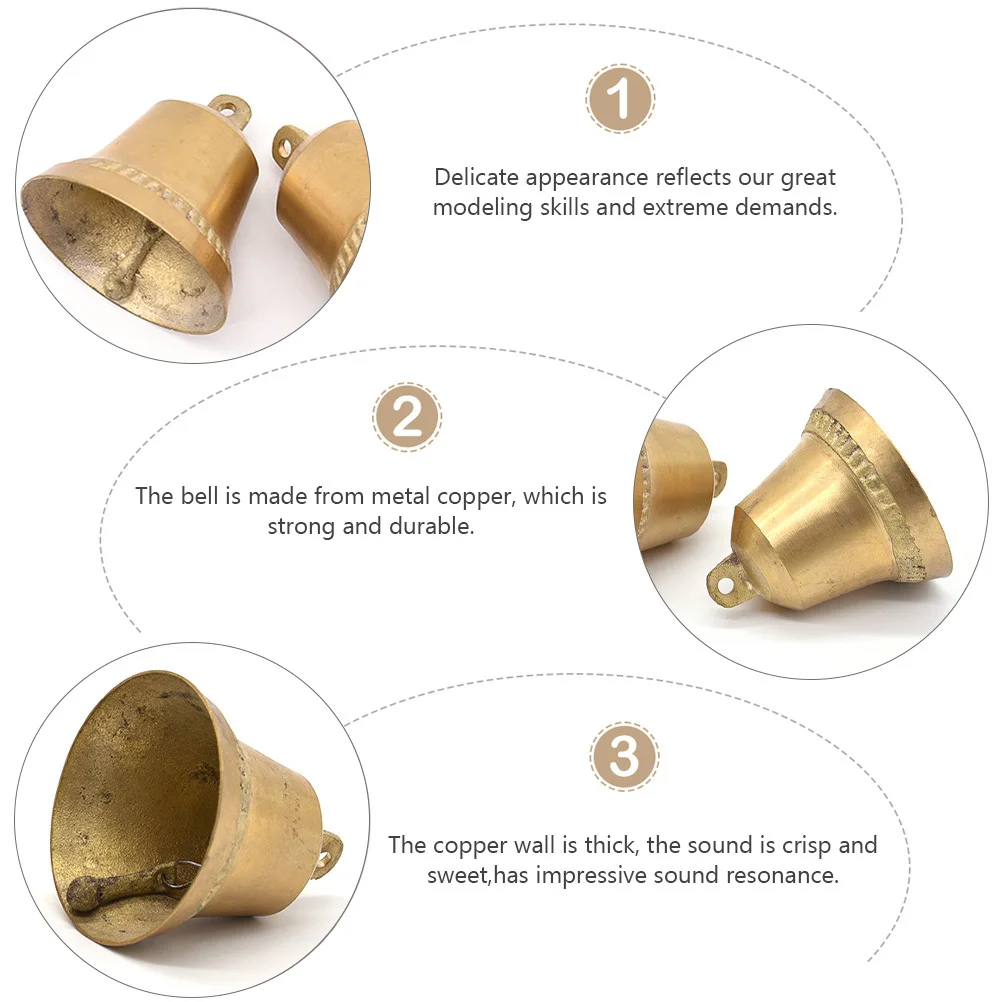 

Vintage Copper Bell Pendant Thick Metal Craft, Lightweight Home Office Decor, Crisp Sound Resonance, Diy Wind Chime