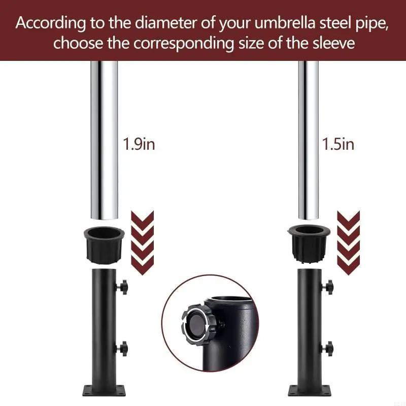 2 Pieces Umbrella Stand Base Screws with 4pcs Umbrella Base Support Hole Ring Plug Sleeve Parasol Pole Cap 1.5