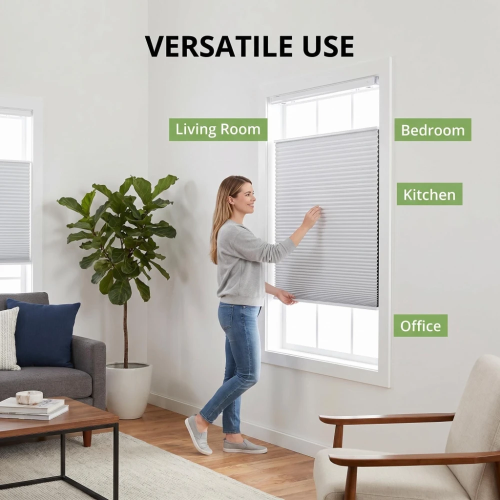 Custom Day and Night No Drill Honeycomb Blinds Blackout Curtain Cellular Shades for Windows Doors Living Room Bedroom Decor