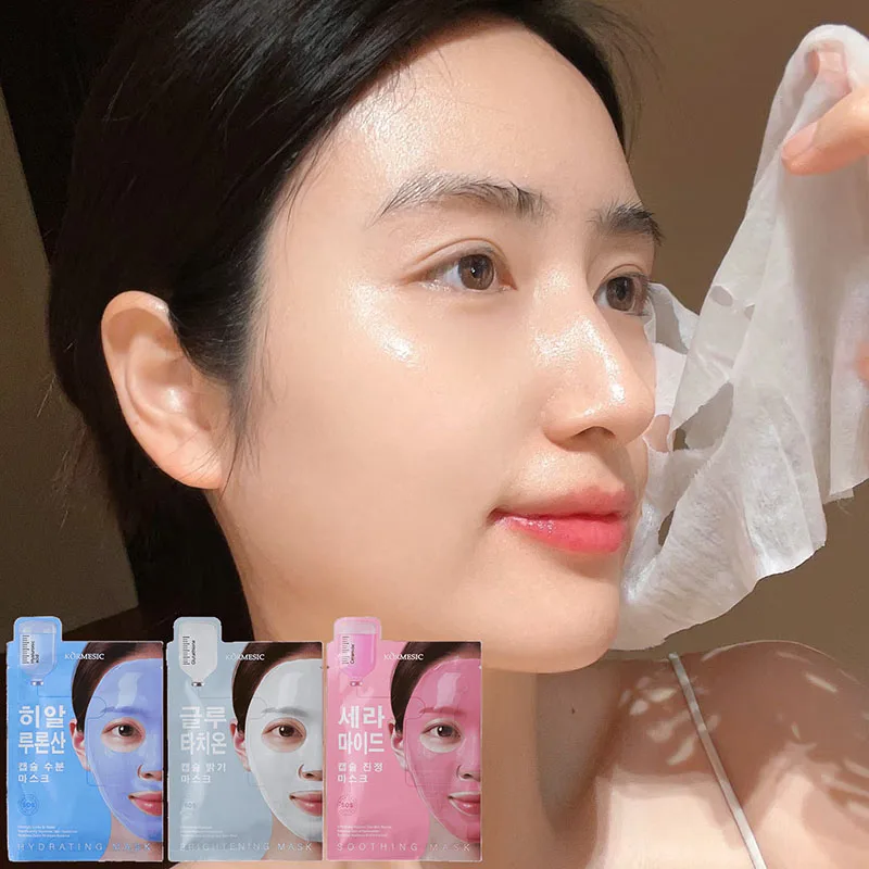 Maschera a capsula di acido ialuronico Idratazione profonda Maschera idrogel notturna Schiarente Controllo del petrolio Riparazione Rossore Maschere facciali lenitive