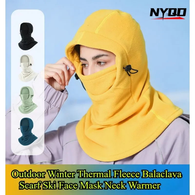 Outdoor Winter Thermal Fleece Balaclava Scarf Ski Face Mask Neck Warmer Snood Hood Hat Windproof Cold Warmer Riding Cap Sports