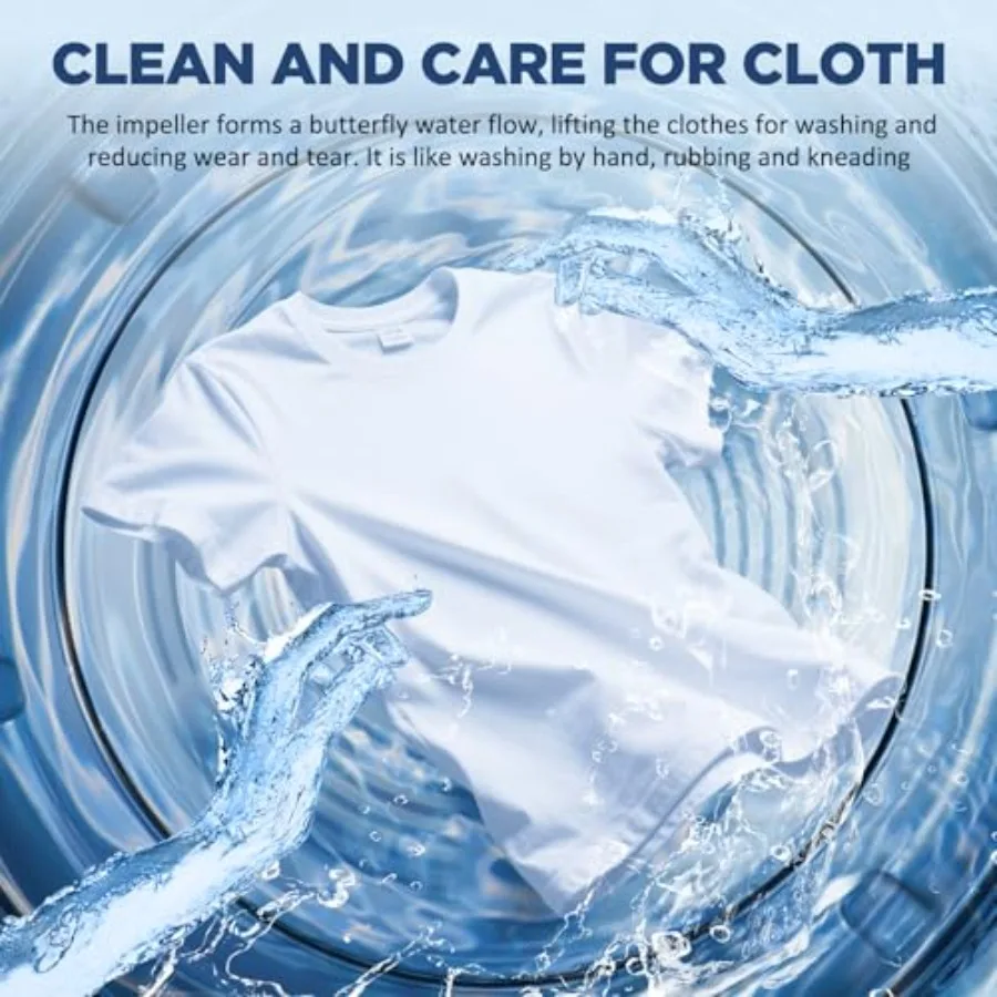 غسالة محمولة بسعة 17.6 رطل، غسالة مدمجة أوتوماتيكية بالكامل مع مضخة تصريف، 10 برامج غسيل و8 مستويات مياه، شاشة LED f #3