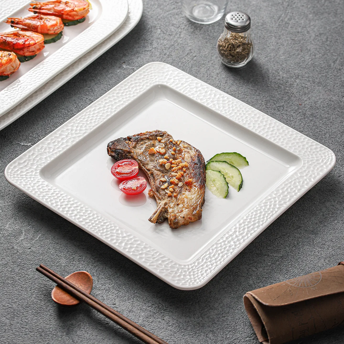 Hotel Minimalist Shallow Plate Creative Features Chinese Ceramic Artistic Conception Cold Dish Tableware Household Plates G