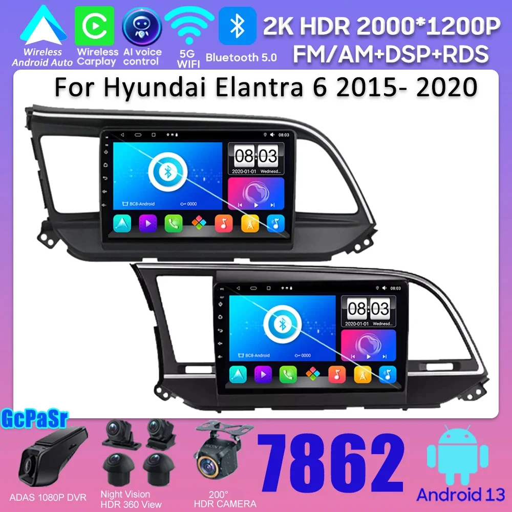 

Android 13 Car Android For Hyundai Elantra 6 2015- 2020 Car Multimedia Player Carplay Touch Screen GPS Navigation No 2din DVD