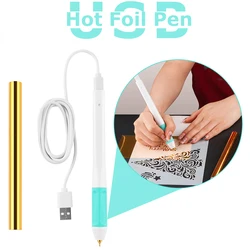 Penna a caldo USB con rotolo di lamina color oro ad attivazione termicamente per scrapbooking fai da te, carta, legno, lavorazione della pelle, progetto, penna a lamina per lettere