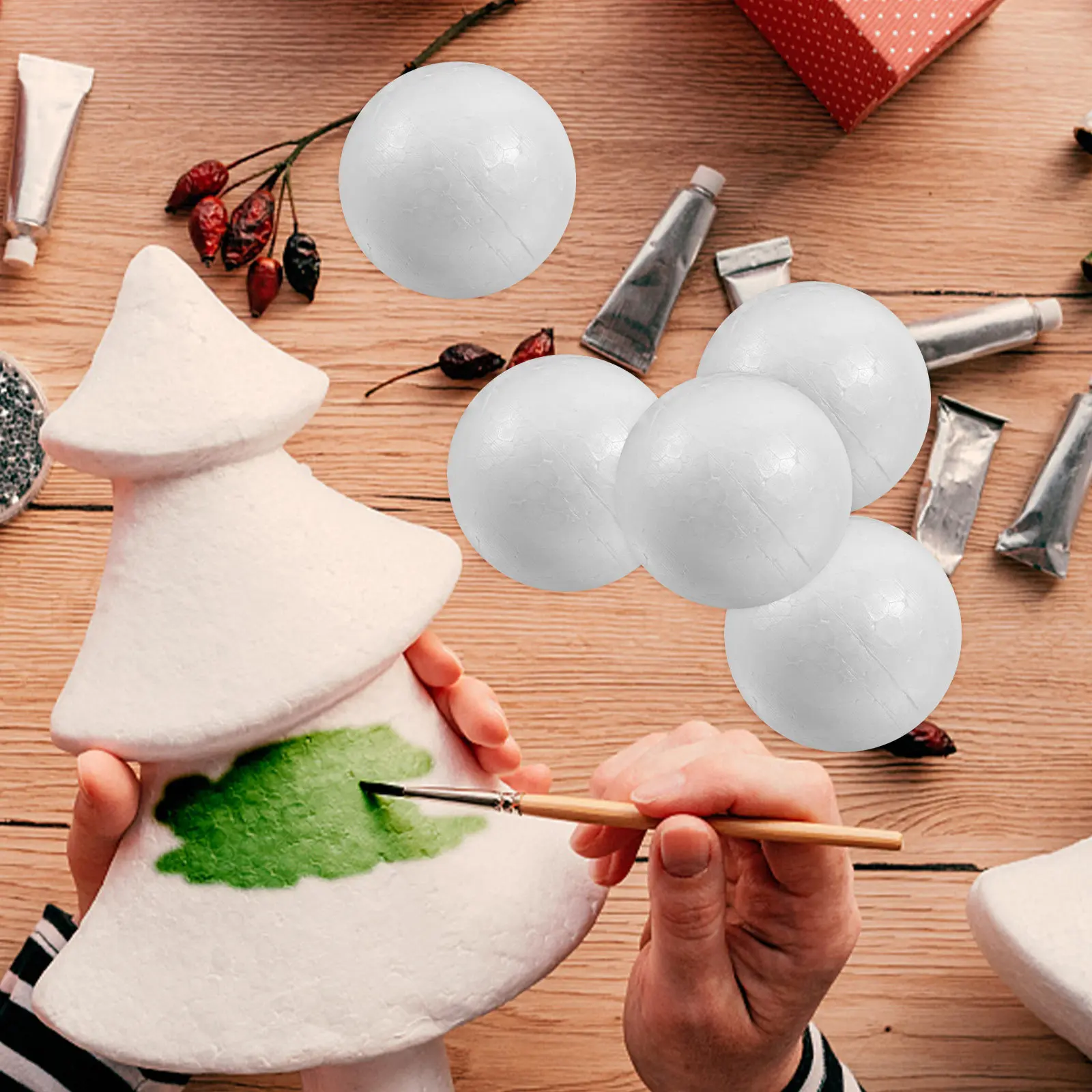 

100Pcs Round Foam Craft Balls 2Cm Polystyrene Solid Spheres for DIY Wedding Decoration Art Modeling Handicrafts and Creative