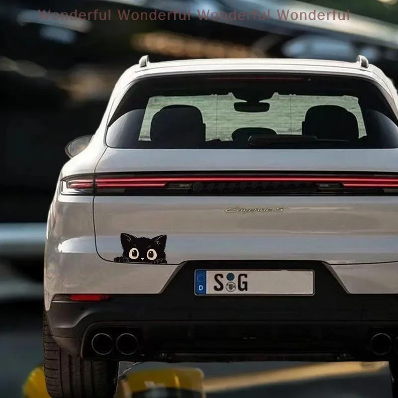 شارات فينيل للمركبة: مجموعة مكونة من 4 حجب للخدش، وزخارف قطة سوداء مقاومة للماء للسيارات والدراجات النارية