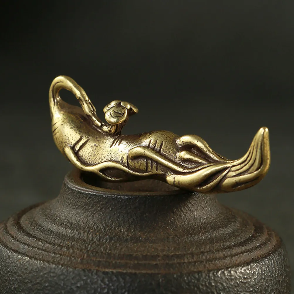 1Pcs Premium Brass Ginseng Ornament Aged Finish Exquisite Desktop Decor Home Office Tabletop Adornment Chic Brass