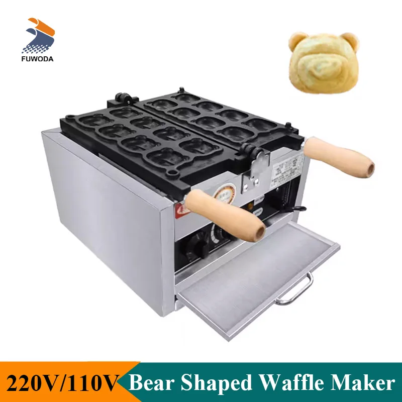 

New Electric Bear Shaped Waffle Making Machine 8 PCS Non Stick Strawberry Bear Waffle Cake Maker Commercial or Household