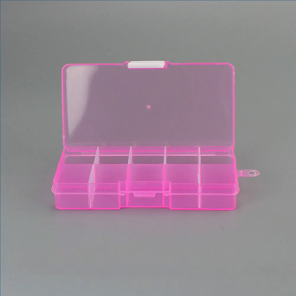 

5PCS 10-Grid Plastic Adjustable Jewelry Organizer Box Storage Container Case with Removable Dividers