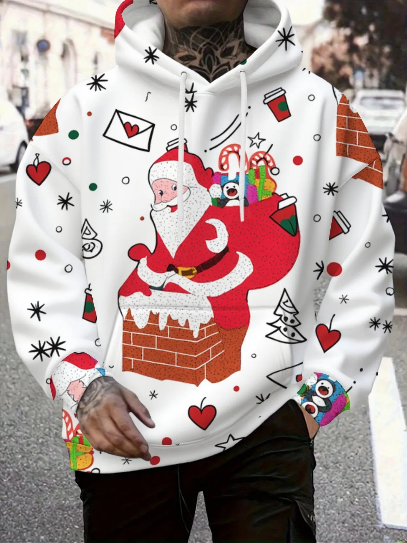 2026 Autumn/Winter Best-selling Street Fashion Casual Comfort Soft 3D Graffiti Pattern Printed Men's Hooded Sweatshirt
