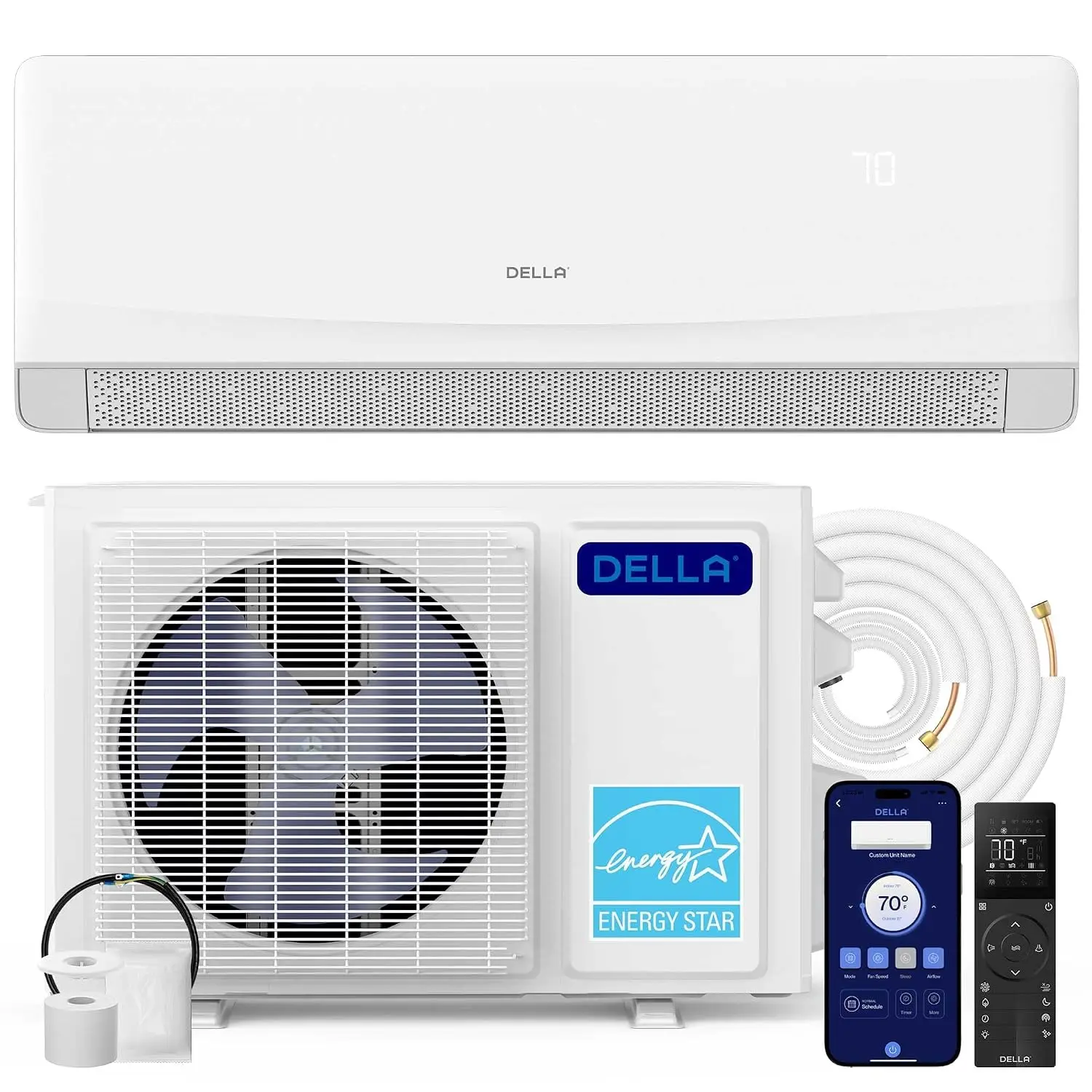 Serena CloudAir Series 12000 BTU Mini Split AC with Soft Airflow, Energy Star 22 SEER2 230V, 1 Ton Inverter Heat, Customized