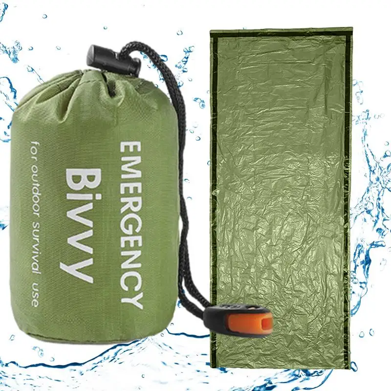 Survival Blanket Foil Sleep Survival Shelter Sleep Survival Shelter With Storage And Whistle Survival Tools Bivvy Thermal