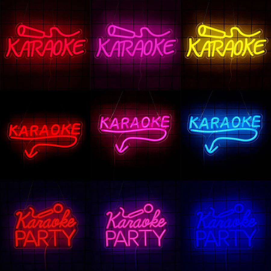 Karaoke Neon Sign,LED Microphone Shaped Neon for Wall Decor,Karaoke Party,Music Room,Music Bar,Pub,Club,Birthday,Music Studio