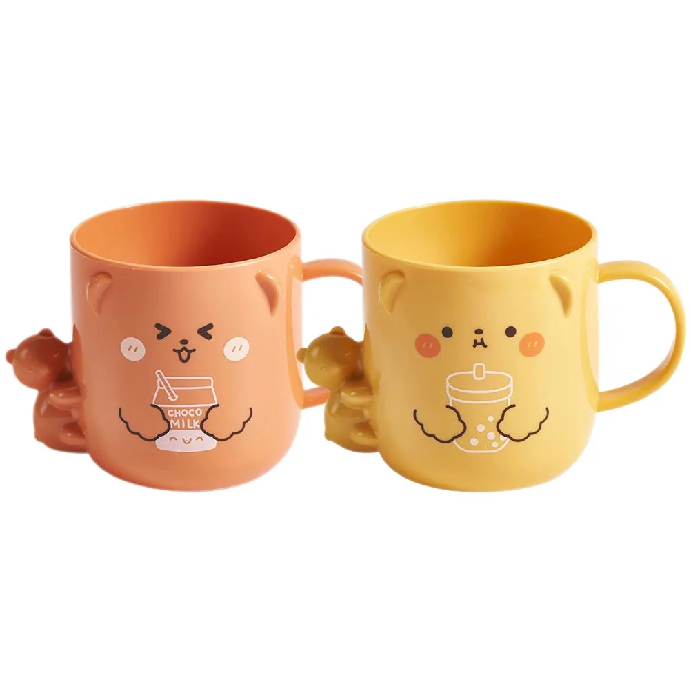

2Pcs Cartoon Mouthwash Cup for Kids Cute Plastic Durable Wearresistant Bright Color Excellent Visual Experience