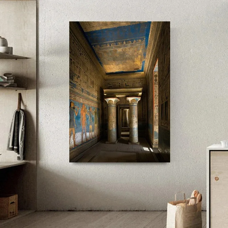 Ancient Egypt Landscape Great Hypostyle Hall Building Art Poster Canvas Painting Wall Print Picture for Living Room Home Decor