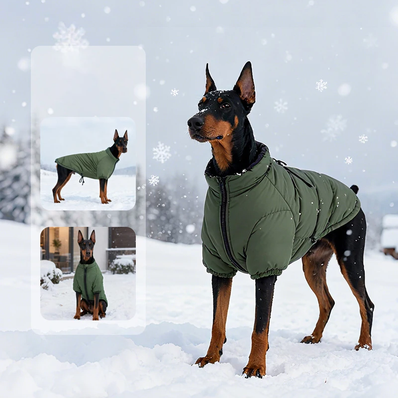 

Dog Winter Padded Coat Two-Legged Dog Winter Outdoor Thicken Warm Cotton Jacket Medium Large Dogs Zipper Outfit