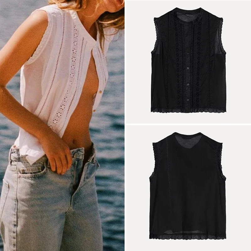 Elegant Vertical Ruffle Style Women's Top Romantic Fashion Summer 2025 ZADATA Street Style Polyester Fiber Regular Length