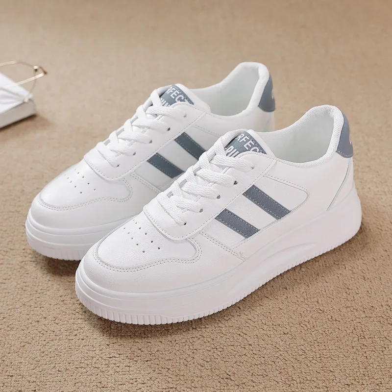 Women Sneakers Casual Vulcanized Shoes White Leather Walking Platform Flats Shoes Woman Sports Shoes Zapatillas De Mujer 2021