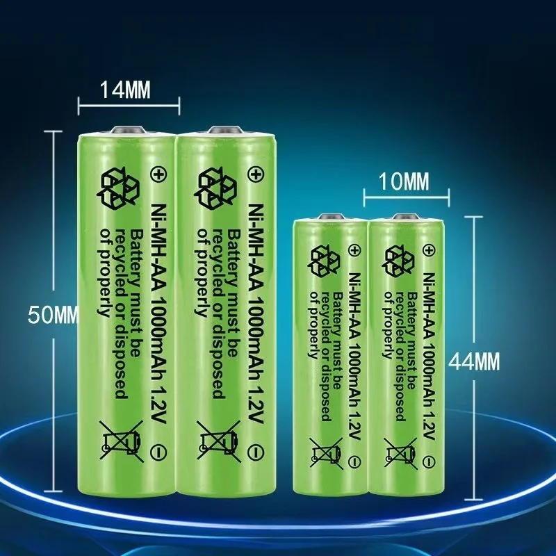 1.2V AA/AAA Rechargeable Battery Kit with Charger - 2000mAh Ni-MH Batteries for Toys/Remote Controls LED Lights Wall Clocks