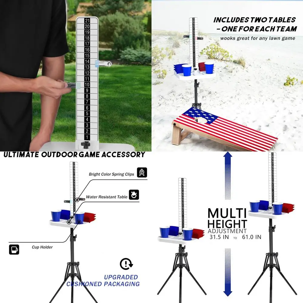 

Double Set Cornhole Scoreboard with Drink Holders - Outdoor Yard Game Accessories