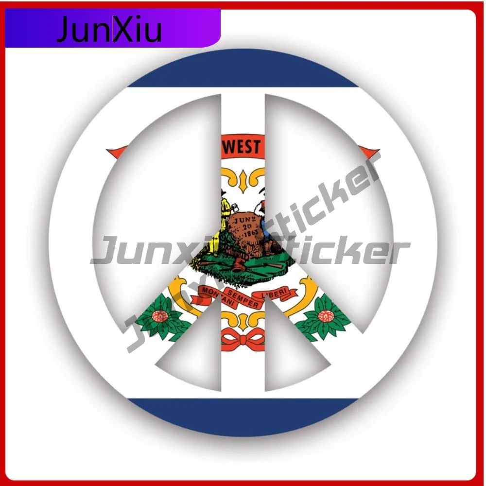 

West Virginia Flag Peace Symbol Stickerwaterproof Cool Bumper Waterproof Vinyl Decal For Campers Sticker Outdoor Protection