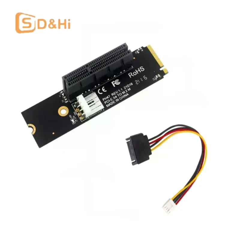 1 Set 4Pin Power NVMe M Key To PCI-E 4X Expansion Card Riser Converter NEW M.2 Key-M To PCIe 4.0 X4 Adapter For PC Motherboard