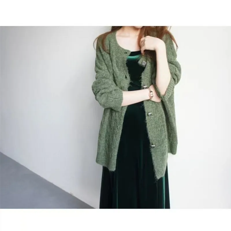 Dark Green Velvet Women Dresses A-line French Style Vintage Solid Vestidos Mujer Fashion Autumn Winter Long Dress