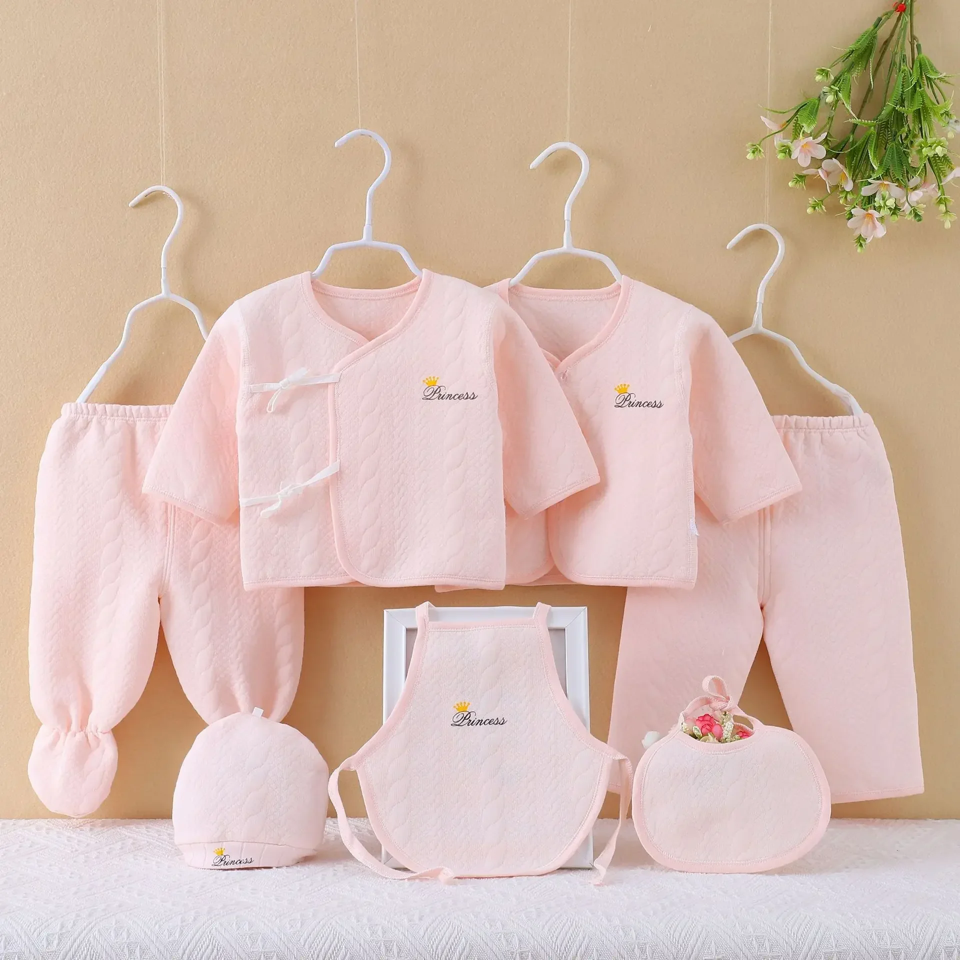 7Piece Spring Autumn Newborn Girls Clothes Boys Outfit Set Casual Cartoon Cute Cotton Long Sleeve Tops+Pants Baby Stuff BC801