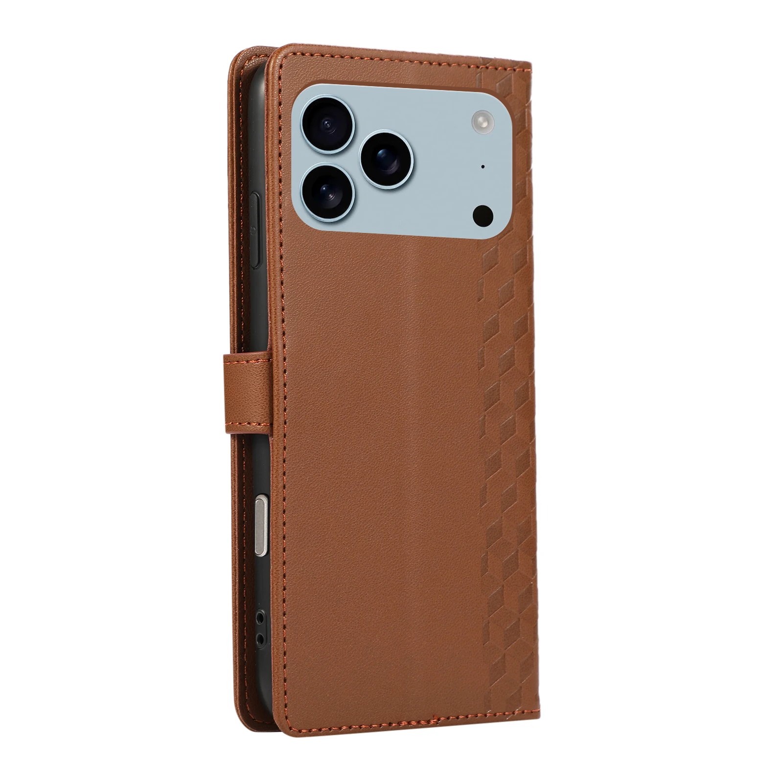 Zakelijke 3D Diamond Grid Reliëf Portemonnee Lederen Case Voor iPhone 17 Pro Max 16 15 14 13 12 11 Plus 17air 16E kickstand Cover