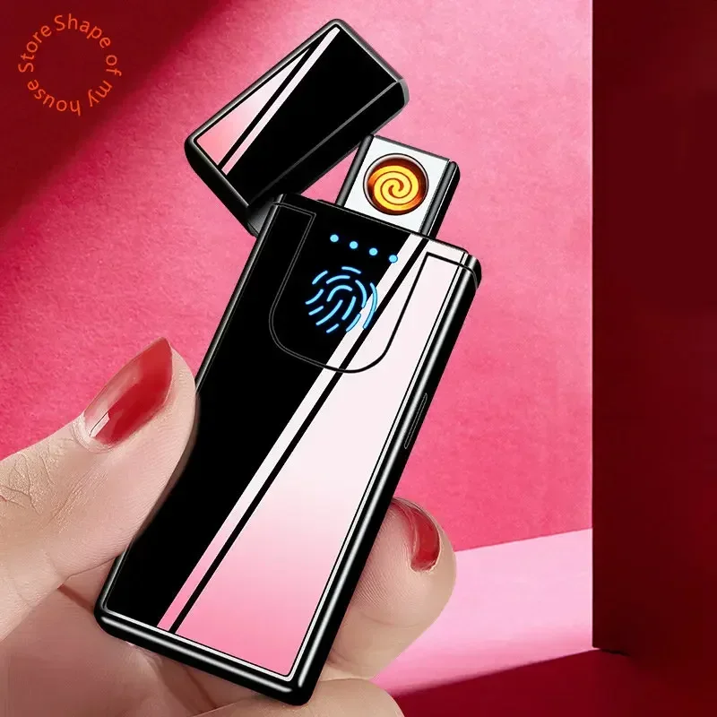 

2024 New Plastic Touch-Sensitive Electric Lighter,Usb Rechargeable Double-Sided Ignition Windproof Ultra-Thin Men'S Smoking Tool