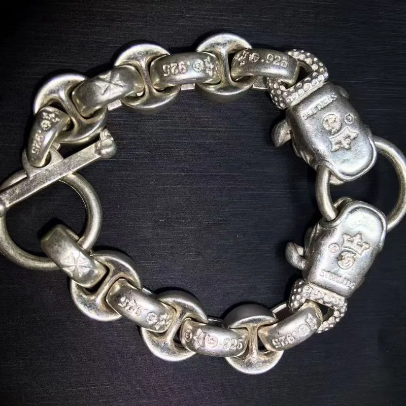 

Old Tibetan 925 Silver High Quality Lucky Dog Head Chain Bracelet for Men Women Couple Accessories Luxury Gift
