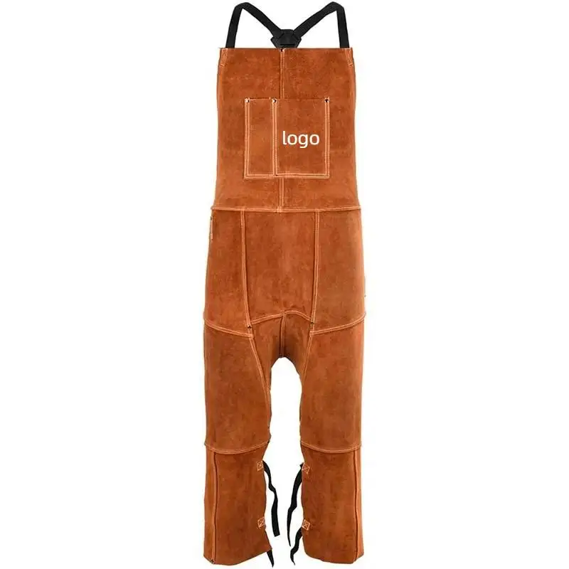 

Men's Jumpsuit Pants Printed Logo Leather Welding Welding High Temperature Resistance Fireproof Flower Workshop Work Clothes